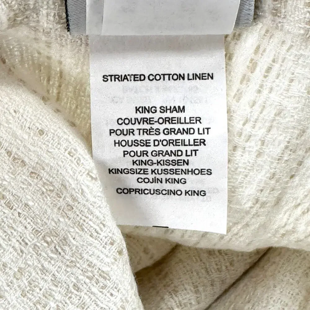 Restoration Hardware Striated Cotton Linen Pillow Sham King Size Natural